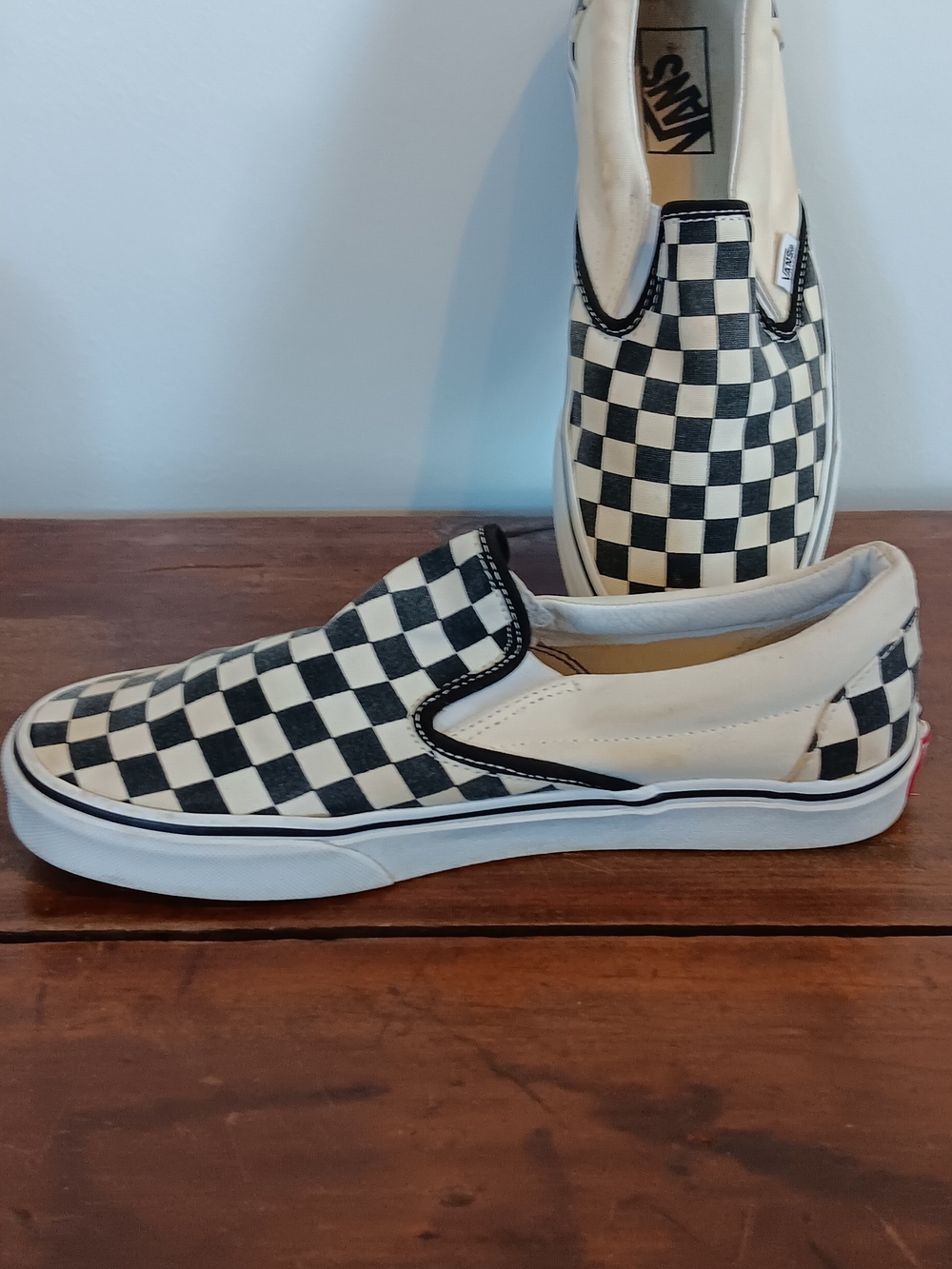 Vans Classic Slip-On Checkerboard Canvas - Black & White Sz 8.5 - Picture 5 of 8